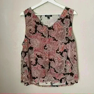 Roz & Ali Blouse Sleeveless Paisley‎ Print Business Casual